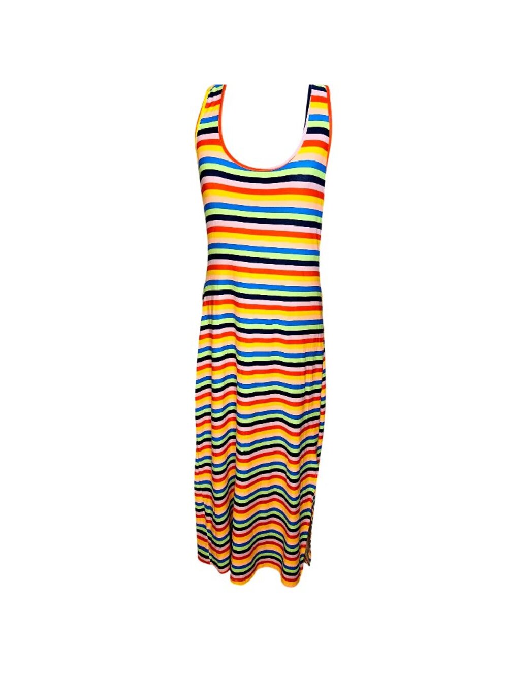 Juniors Love Y2K rainbow striped racerback halter maxi pullover summer dress XL